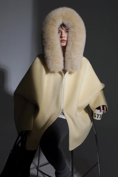 Aurelia Hooded Premium 90% Wool Cocoon Coat