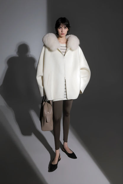 Aurelia Hooded Premium 90% Wool Cocoon Coat