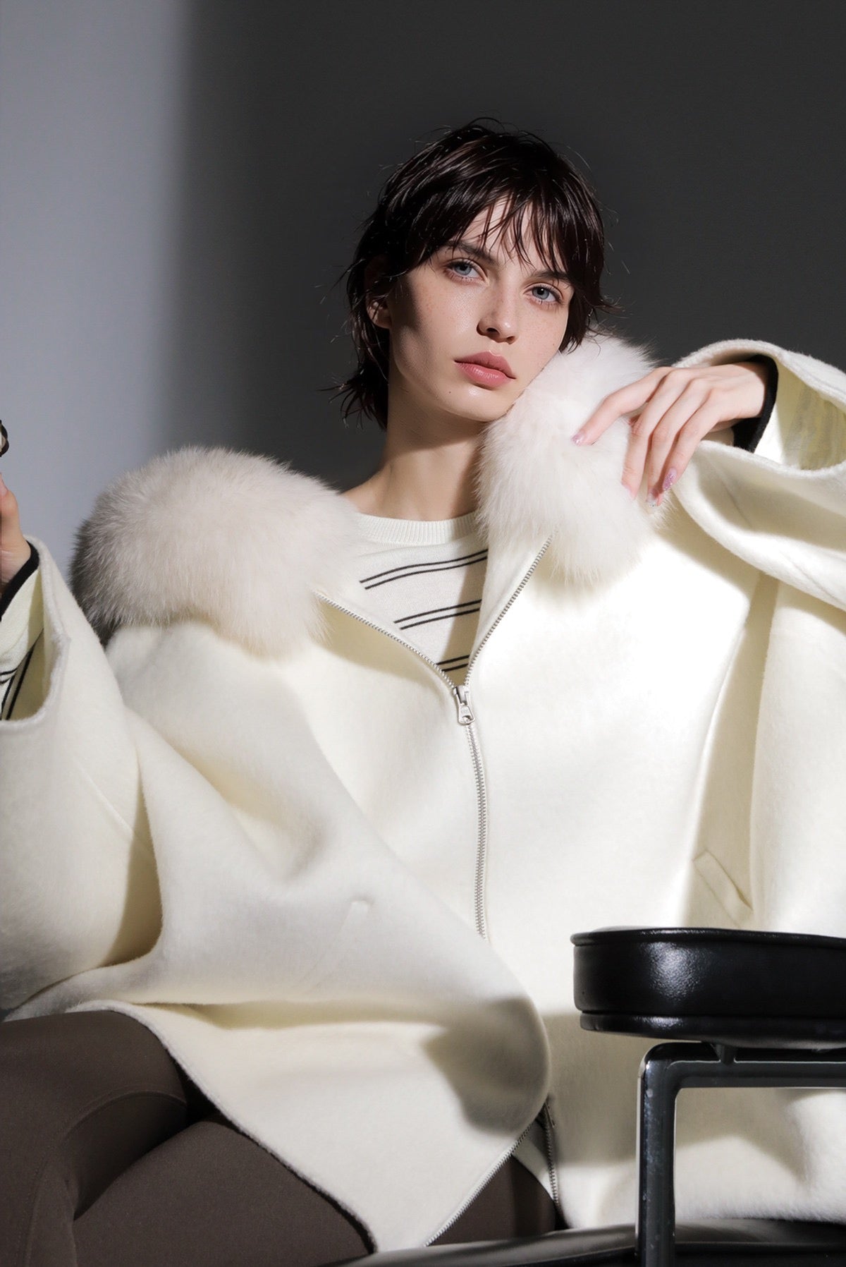Aurelia Hooded Premium 90% Wool Cocoon Coat