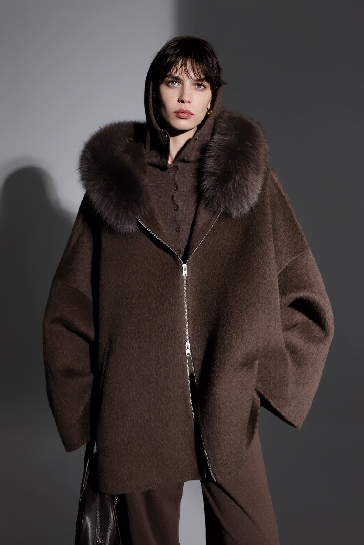 Aurelia Hooded Premium 90% Wool Cocoon Coat