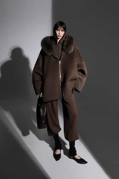 Aurelia Hooded Premium 90% Wool Cocoon Coat