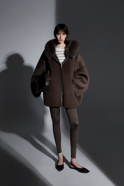 Aurelia Hooded Premium 90% Wool Cocoon Coat