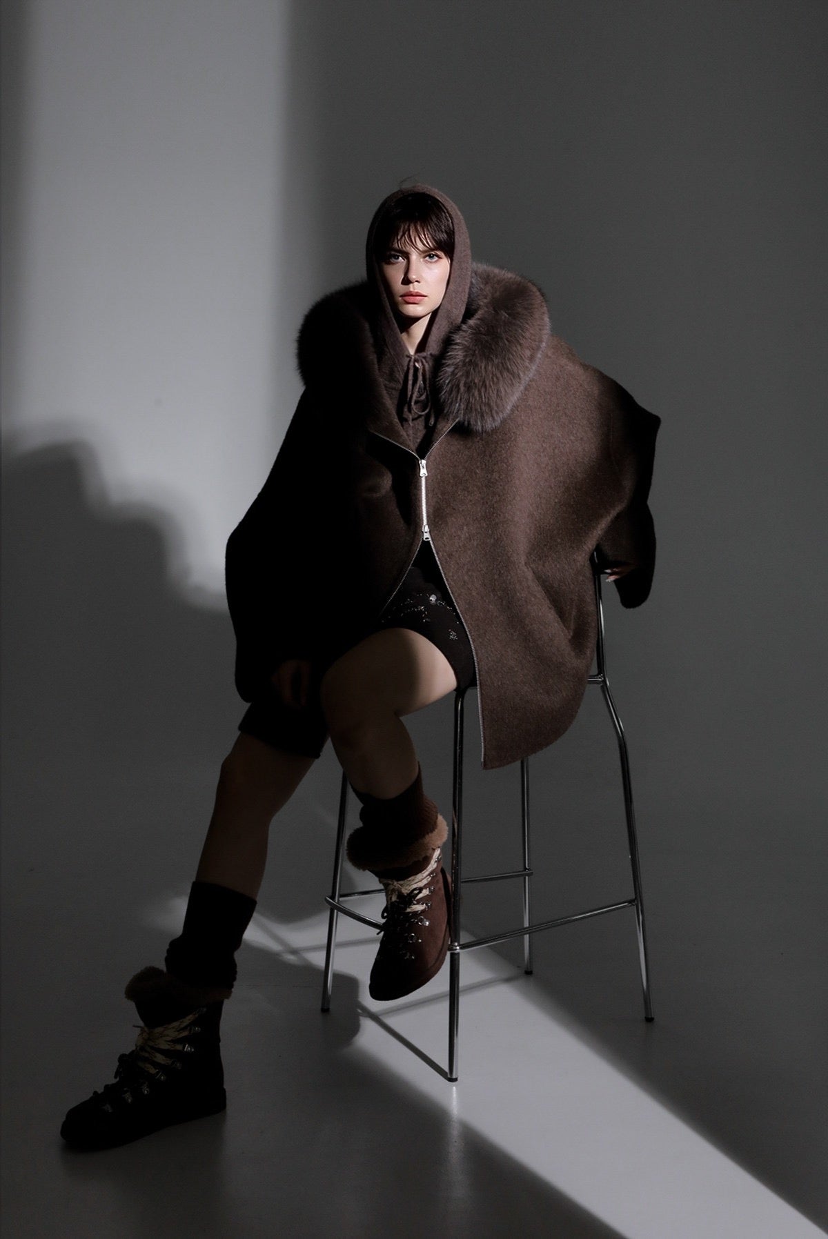 Aurelia Hooded Premium 90% Wool Cocoon Coat