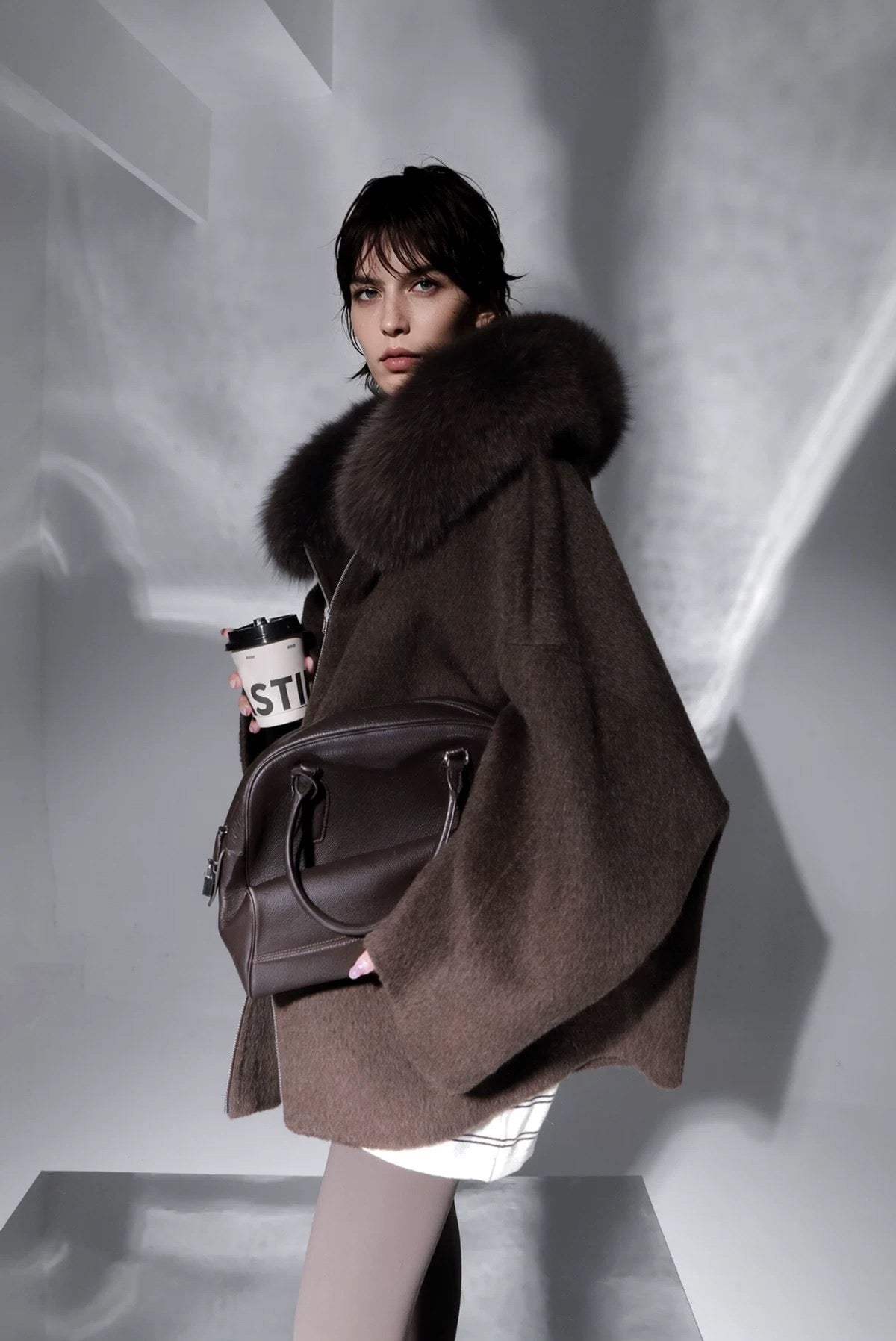 Aurelia Hooded Premium 90% Wool Cocoon Coat