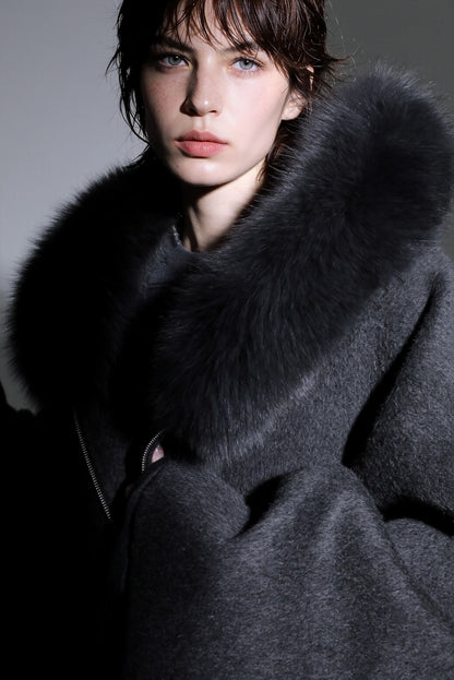 Aurelia Hooded Premium 90% Wool Cocoon Coat
