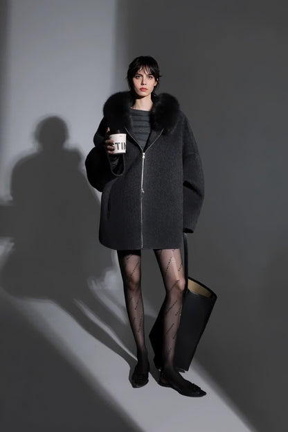 Aurelia Hooded Premium 90% Wool Cocoon Coat