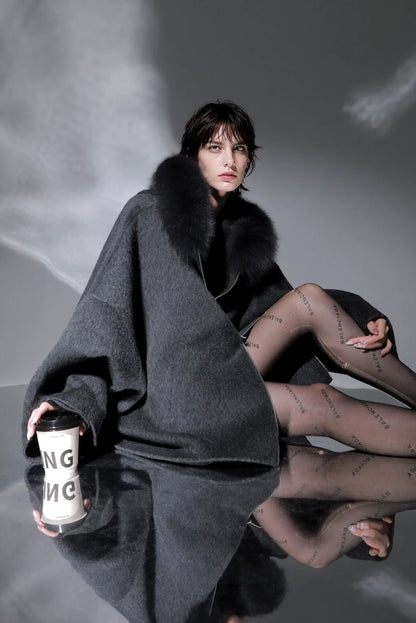 Aurelia Hooded Premium 90% Wool Cocoon Coat