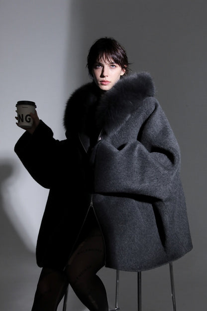 Aurelia Hooded Premium 90% Wool Cocoon Coat