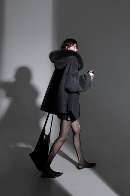 Aurelia Hooded Premium 90% Wool Cocoon Coat