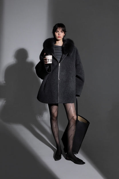 Aurelia Hooded Premium 90% Wool Cocoon Coat