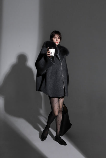 Aurelia Hooded Premium 90% Wool Cocoon Coat