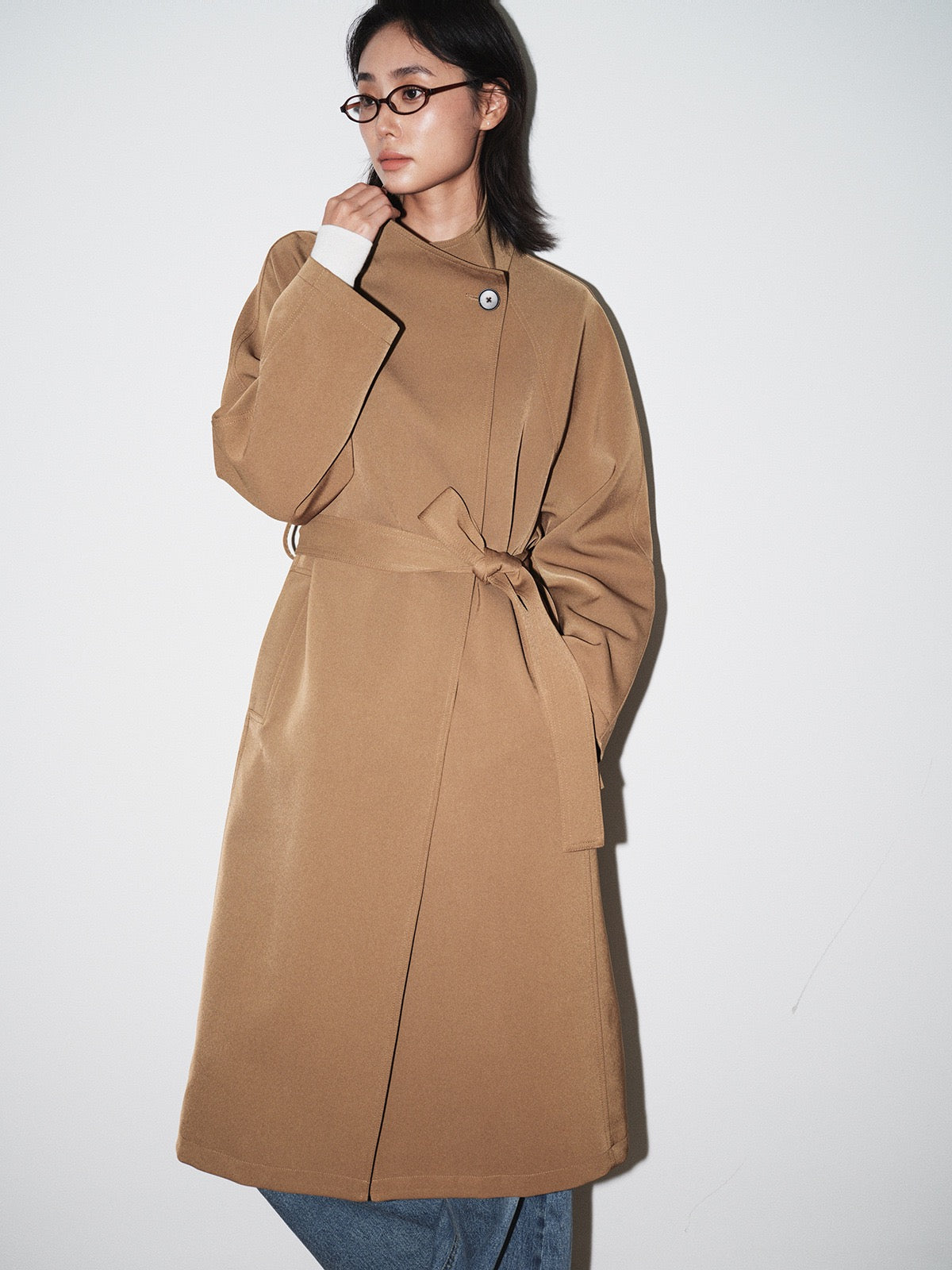 Amelie Stand Collar Long Coat