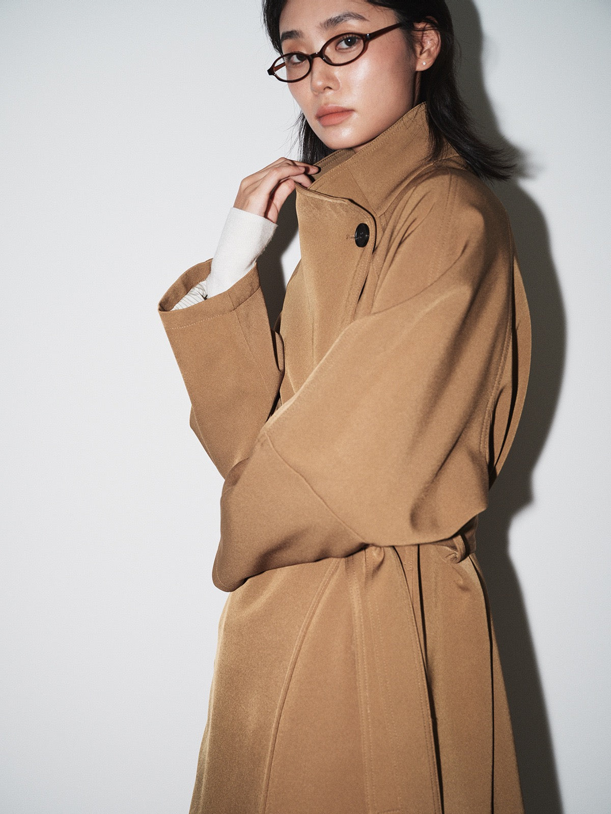 Amelie Stand Collar Long Coat