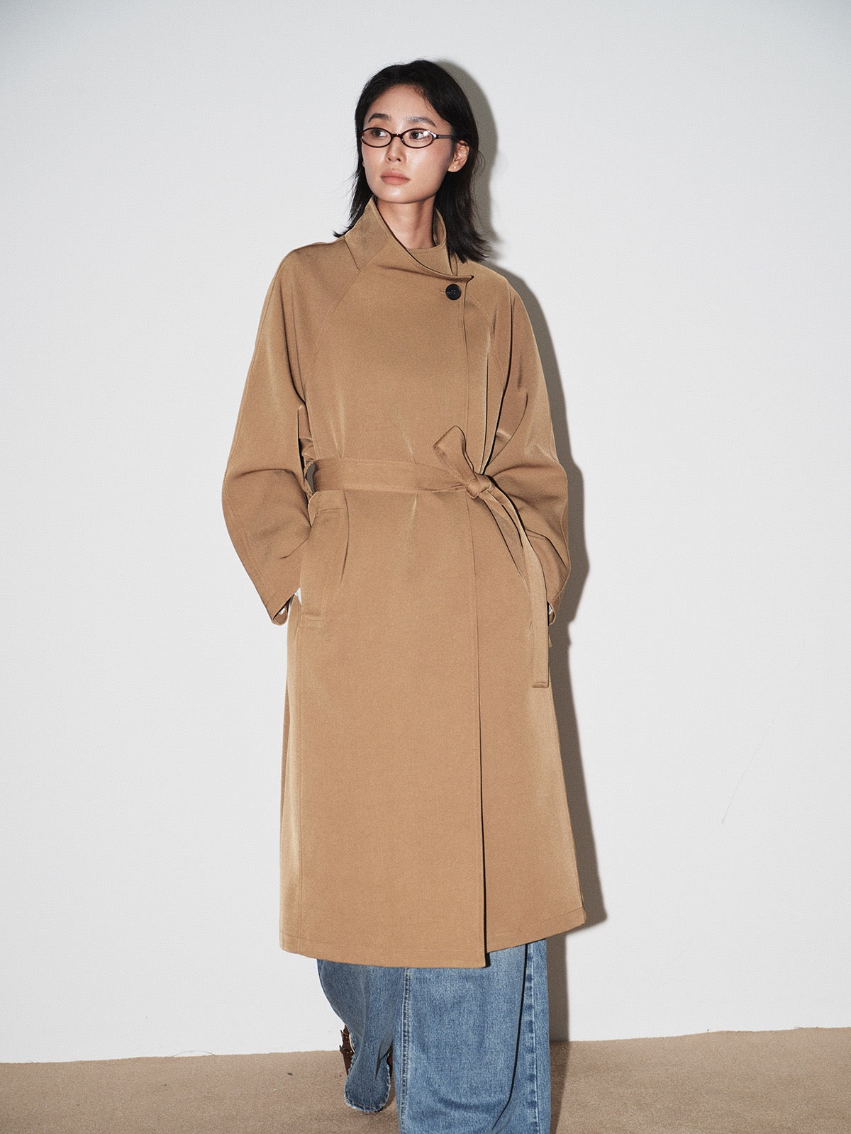 Amelie Stand Collar Long Coat