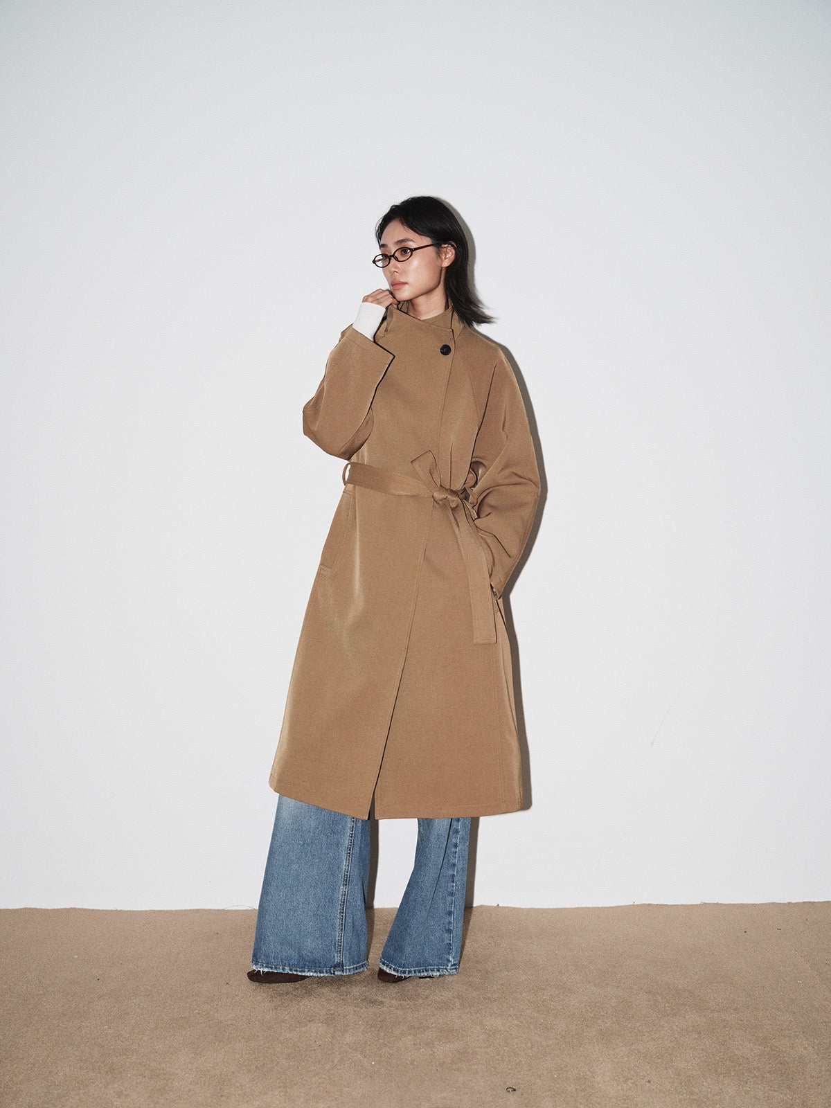 Amelie Stand Collar Long Coat