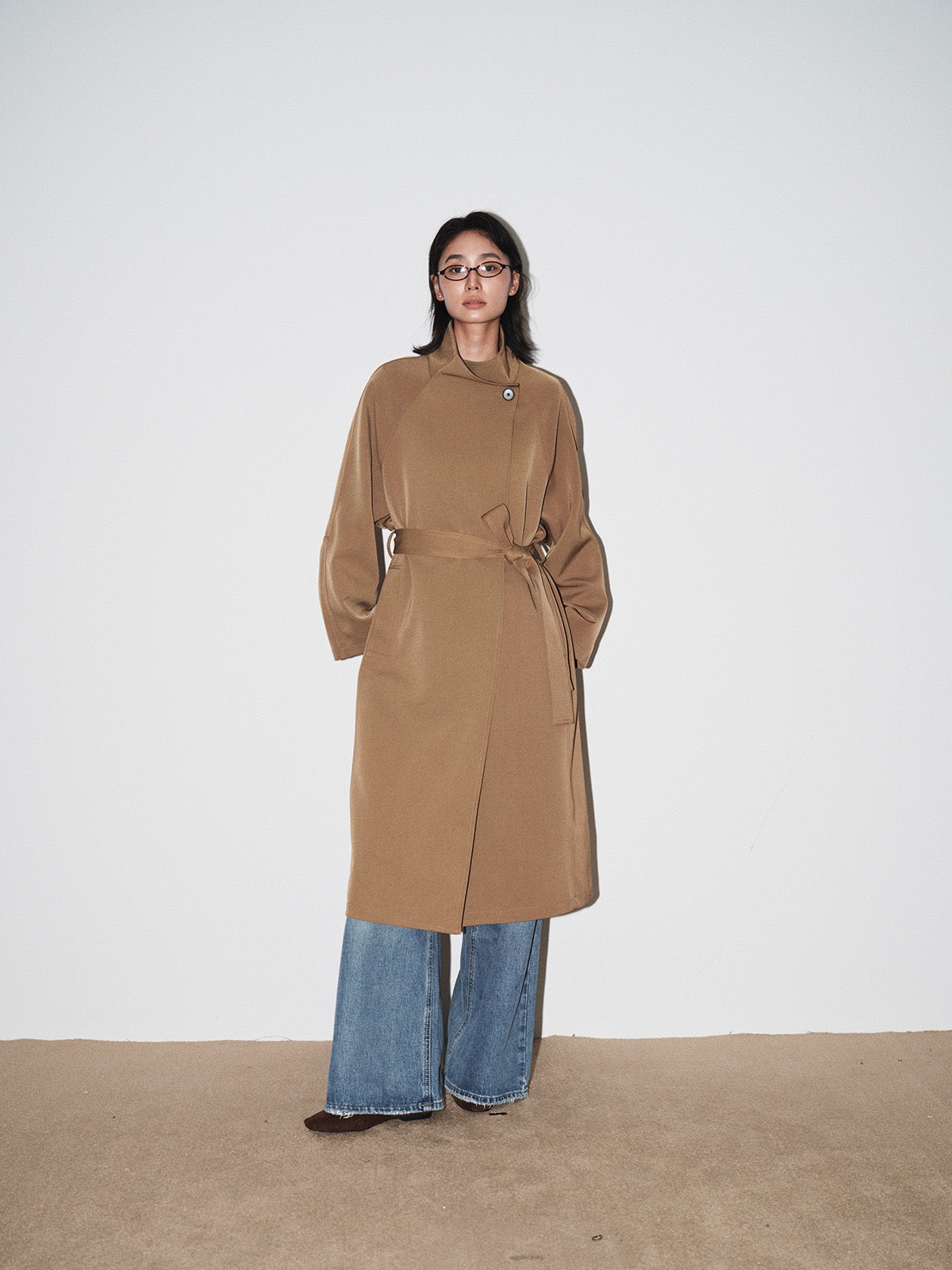 Amelie Stand Collar Long Coat