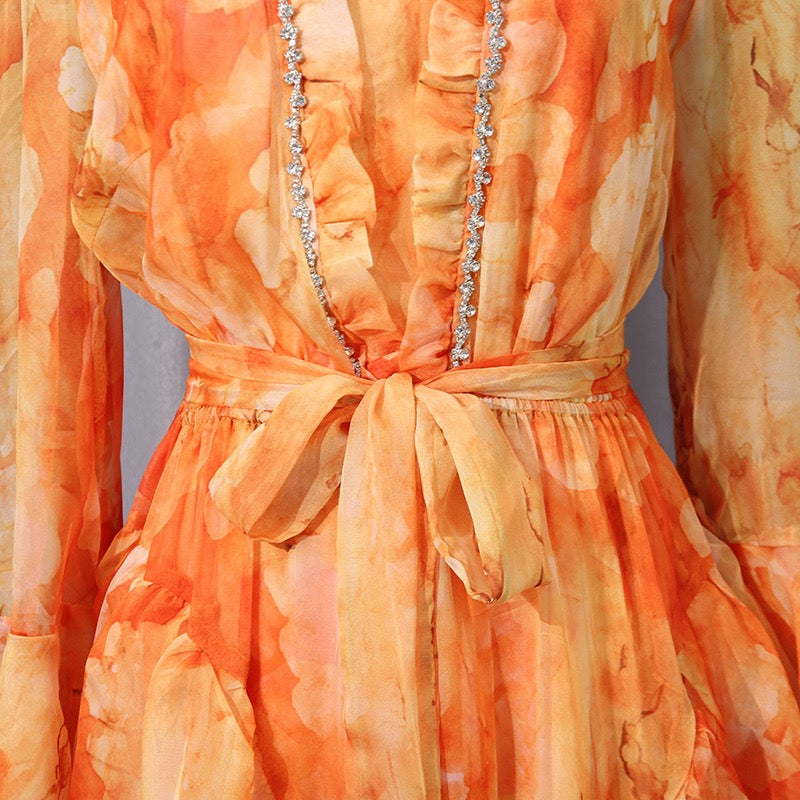 Elara Bohemian Ruffle Maxi Dress