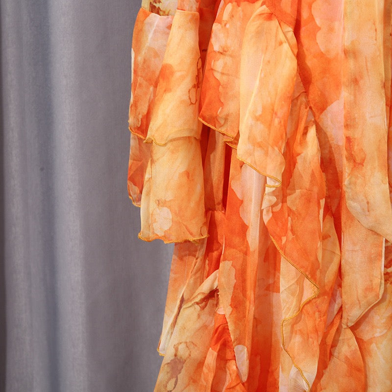 Elara Bohemian Ruffle Maxi Dress