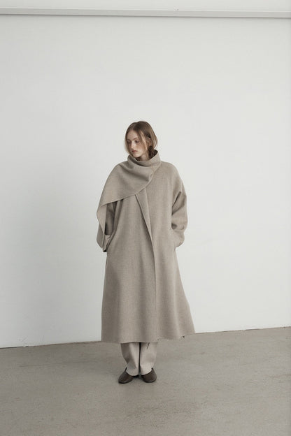 Elara Scarf Collar Wool Coat
