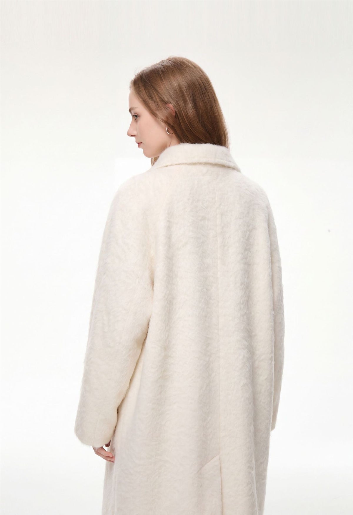 Elodie Wool-Blend Faux Fur Long Coat