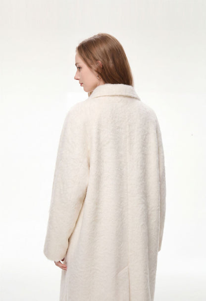 Elodie Wool-Blend Faux Fur Long Coat