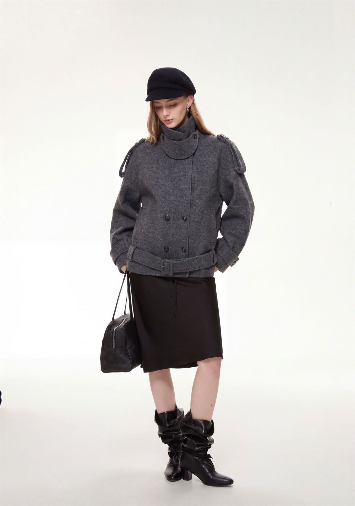 Arden Belted Stand Collar Jacket