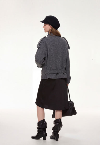 Arden Belted Stand Collar Jacket