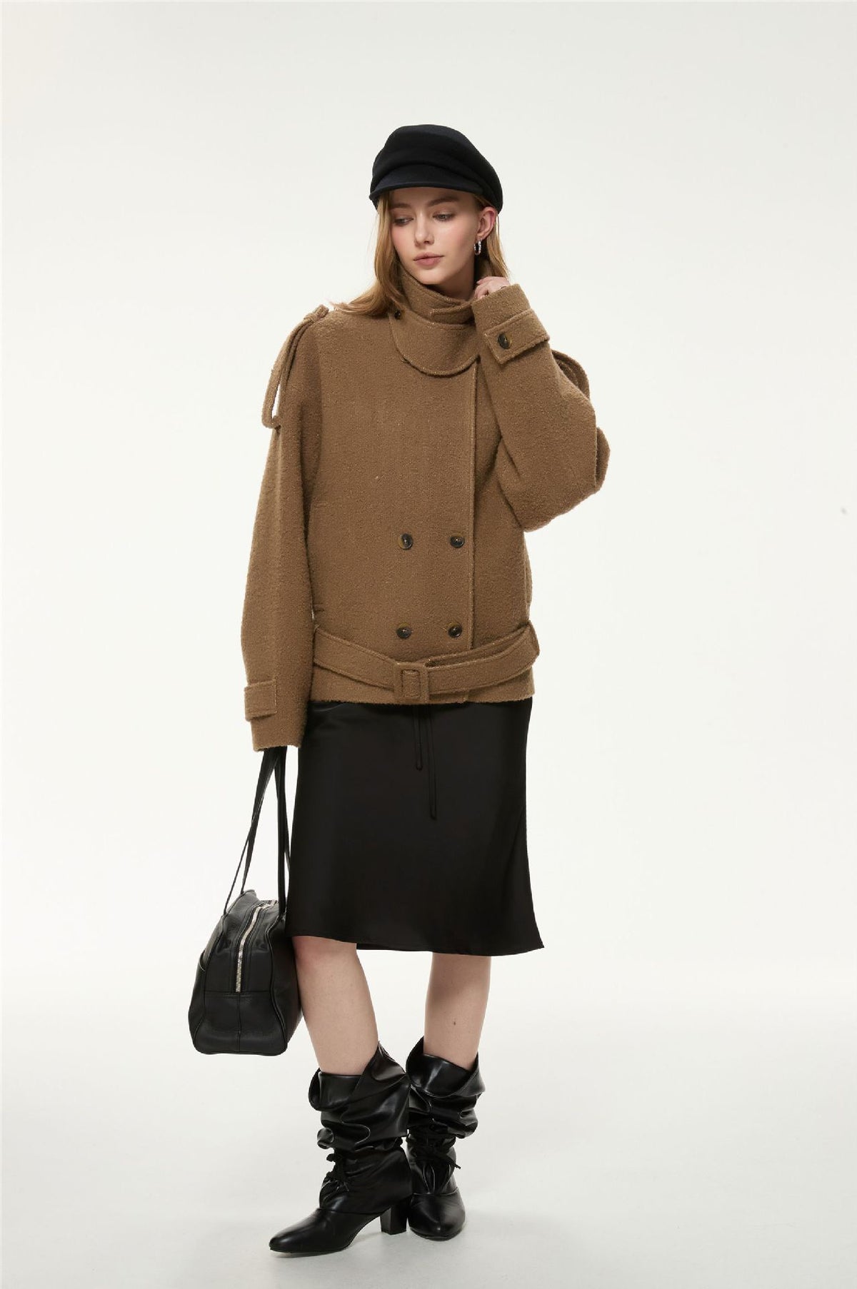Arden Belted Stand Collar Jacket