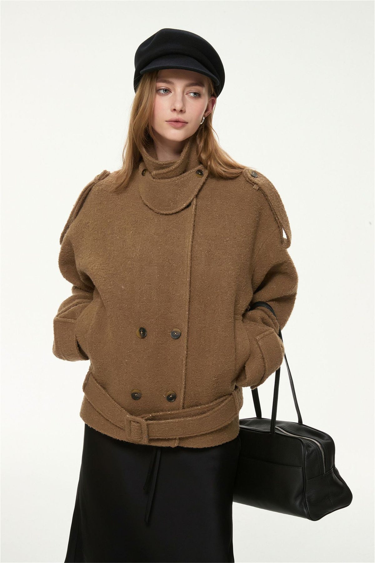 Arden Belted Stand Collar Jacket