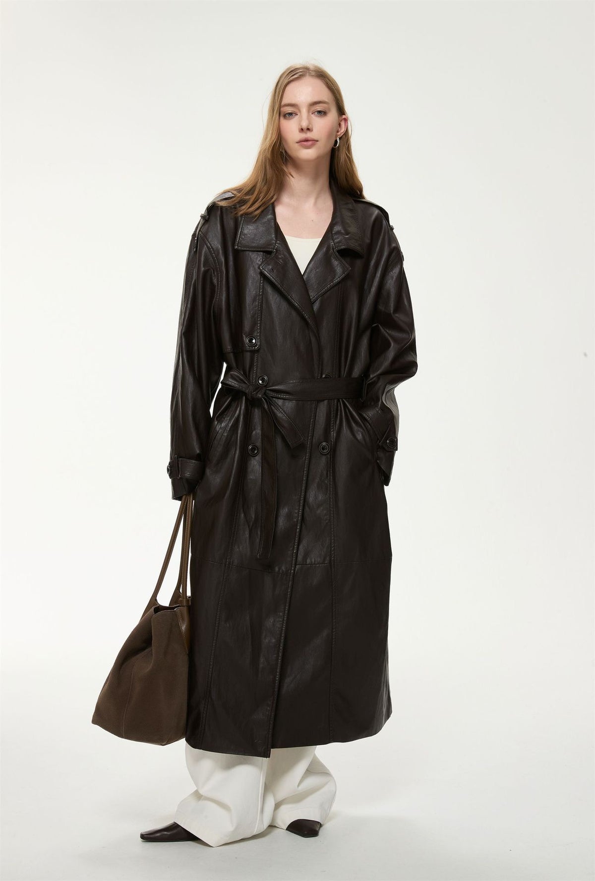 Alessia Longline Faux Leather Coat