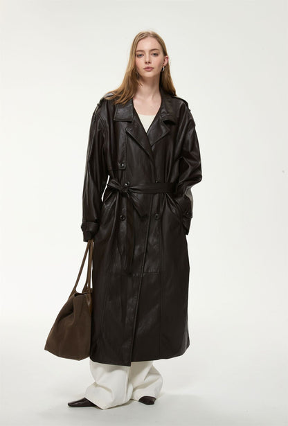 Alessia Longline Faux Leather Coat