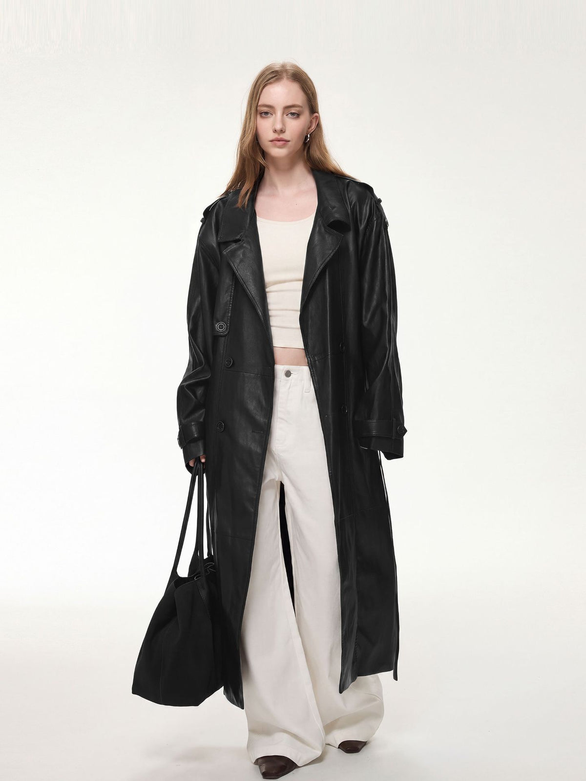 Alessia Longline Faux Leather Coat