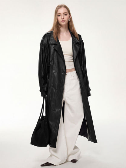 Alessia Longline Faux Leather Coat
