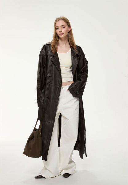 Alessia Longline Faux Leather Coat