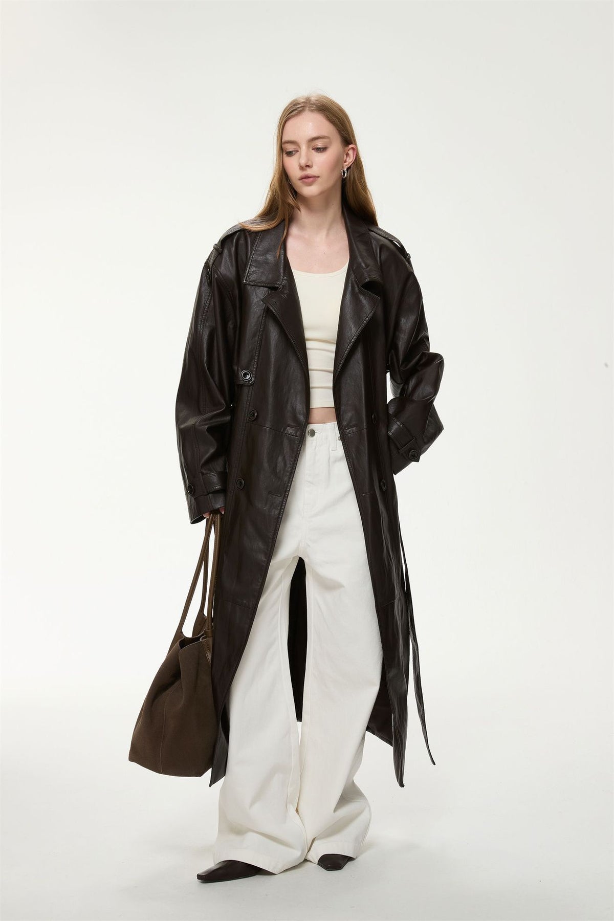 Alessia Longline Faux Leather Coat