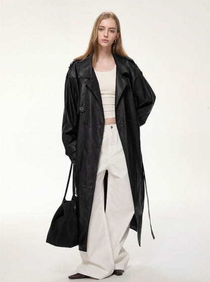 Alessia Longline Faux Leather Coat