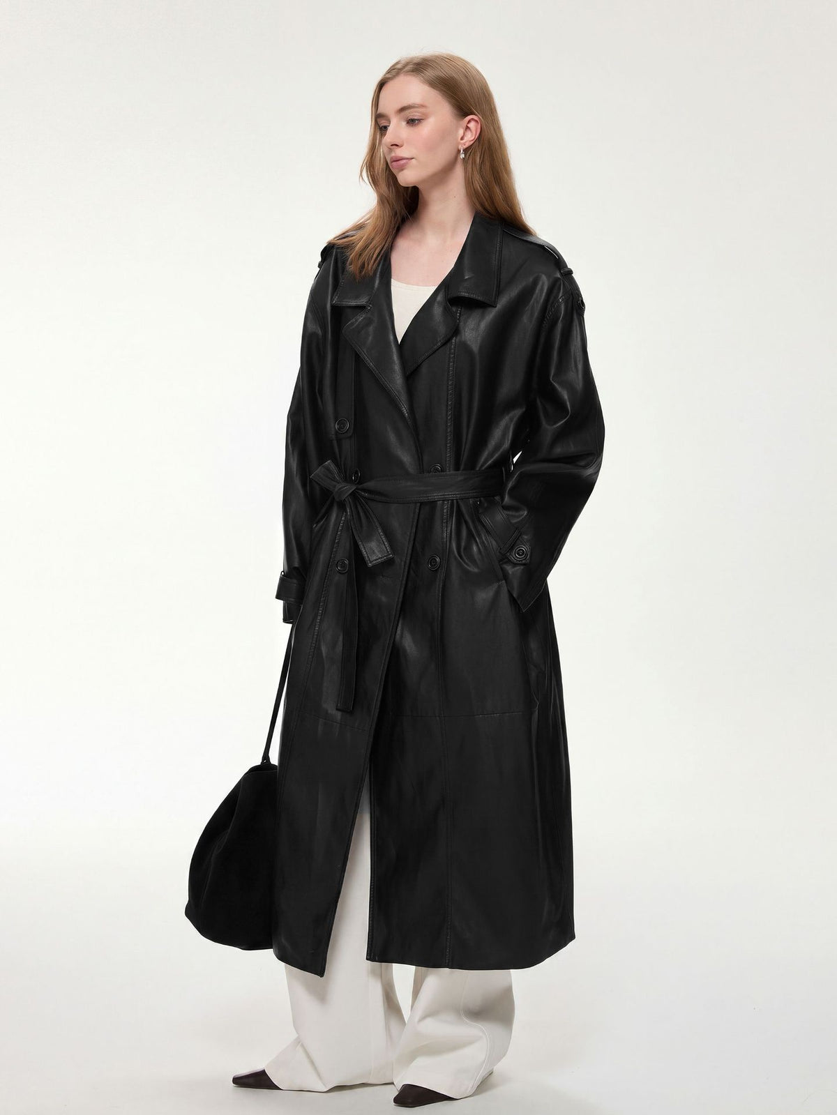Alessia Longline Faux Leather Coat