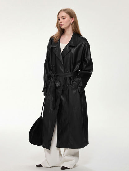 Alessia Longline Faux Leather Coat