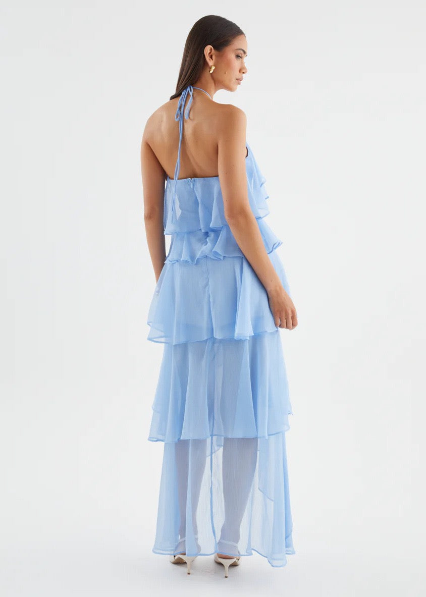 Riviera Ruffle Halter Maxi Dress