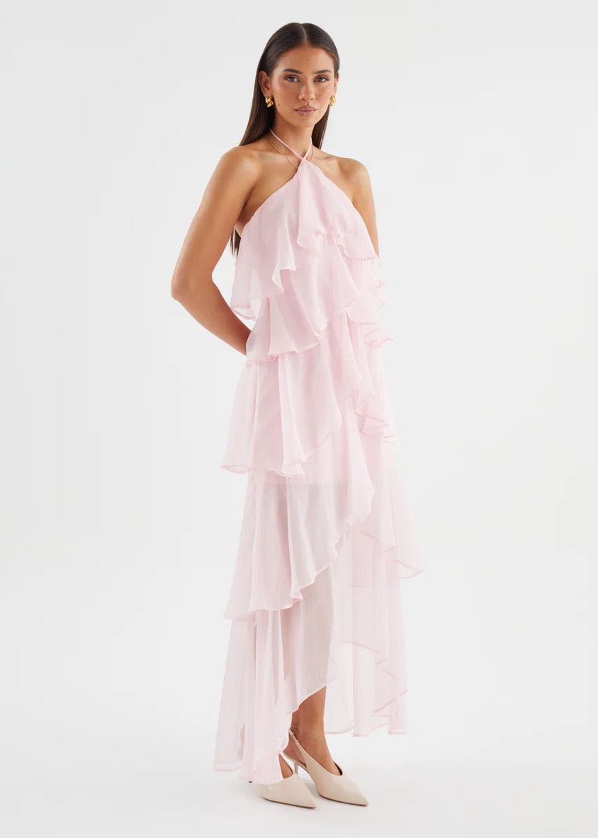 Riviera Ruffle Halter Maxi Dress