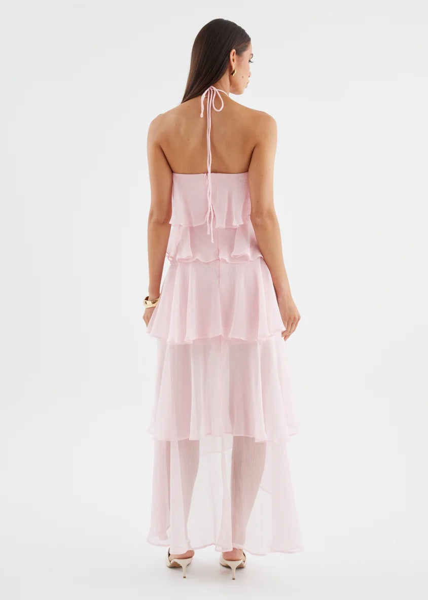 Riviera Ruffle Halter Maxi Dress