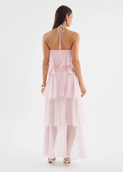 Riviera Ruffle Halter Maxi Dress