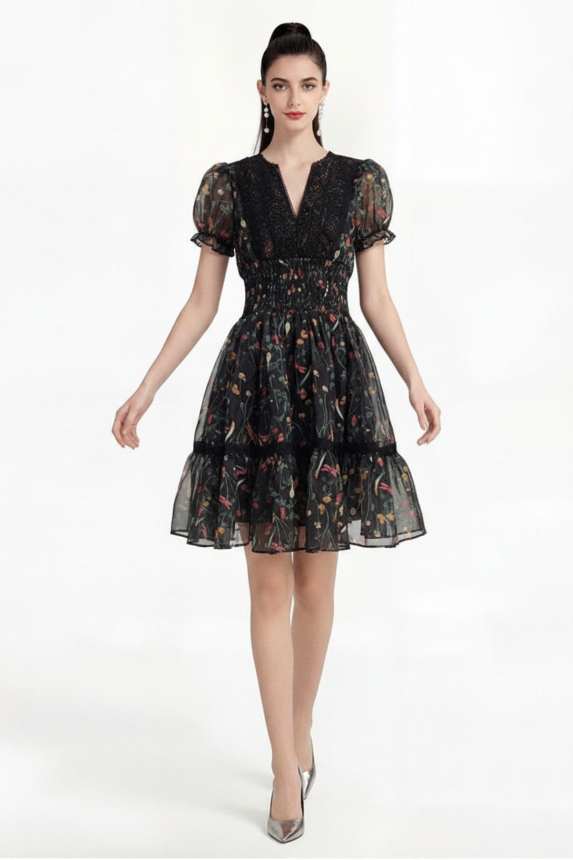 Celeste Noir Floral Maxi Dress