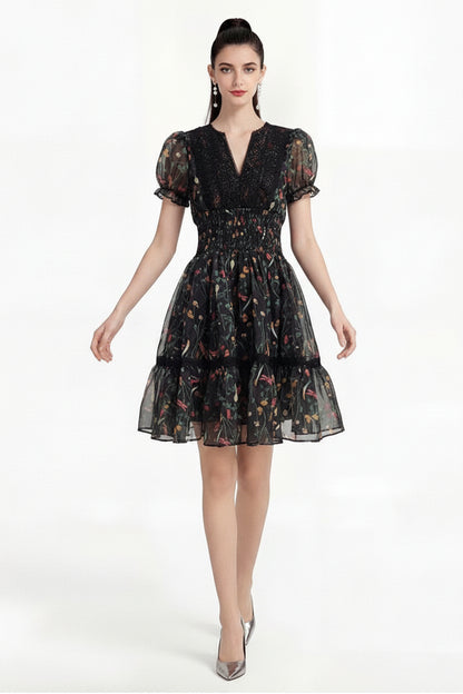 Celeste Noir Floral Maxi Dress