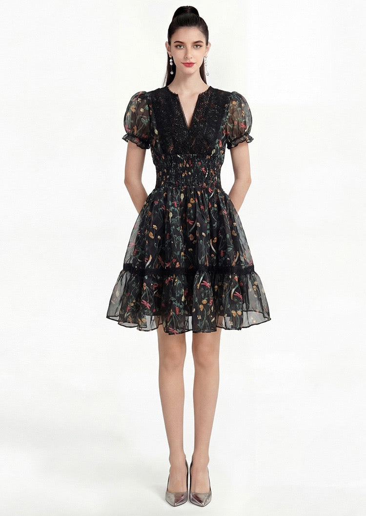 Celeste Noir Floral Maxi Dress