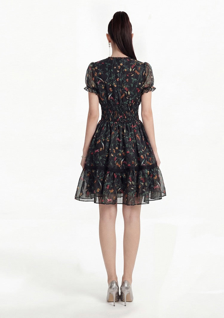 Celeste Noir Floral Maxi Dress