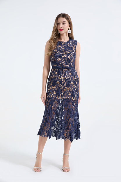 Embroidered Fishtail Maxi Dress