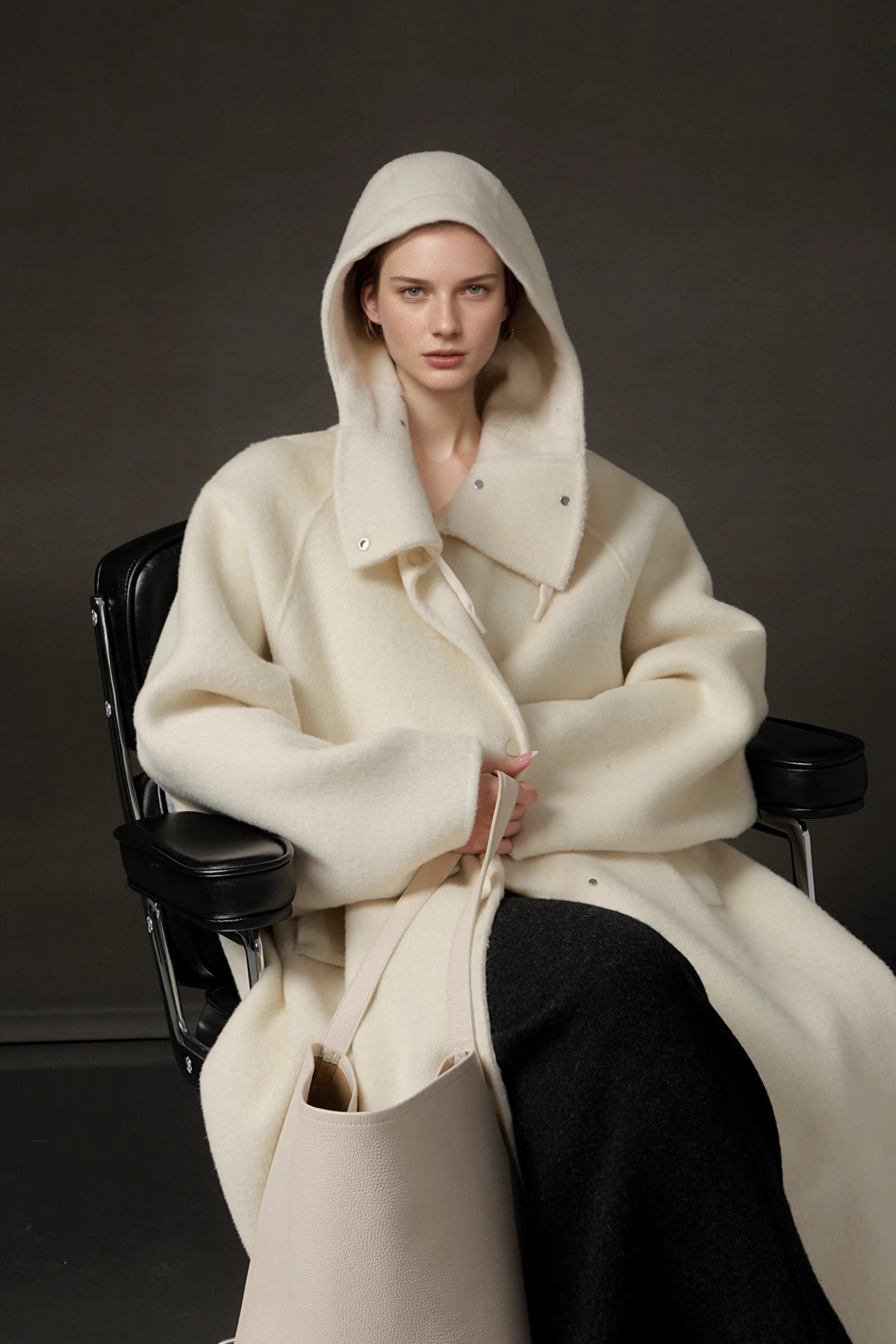 Hooded Alpaca Wool Long Coat