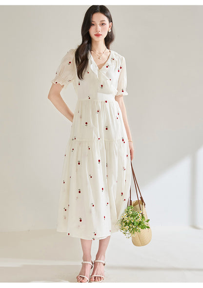 Valeria Embroidered Summer Midi Dress