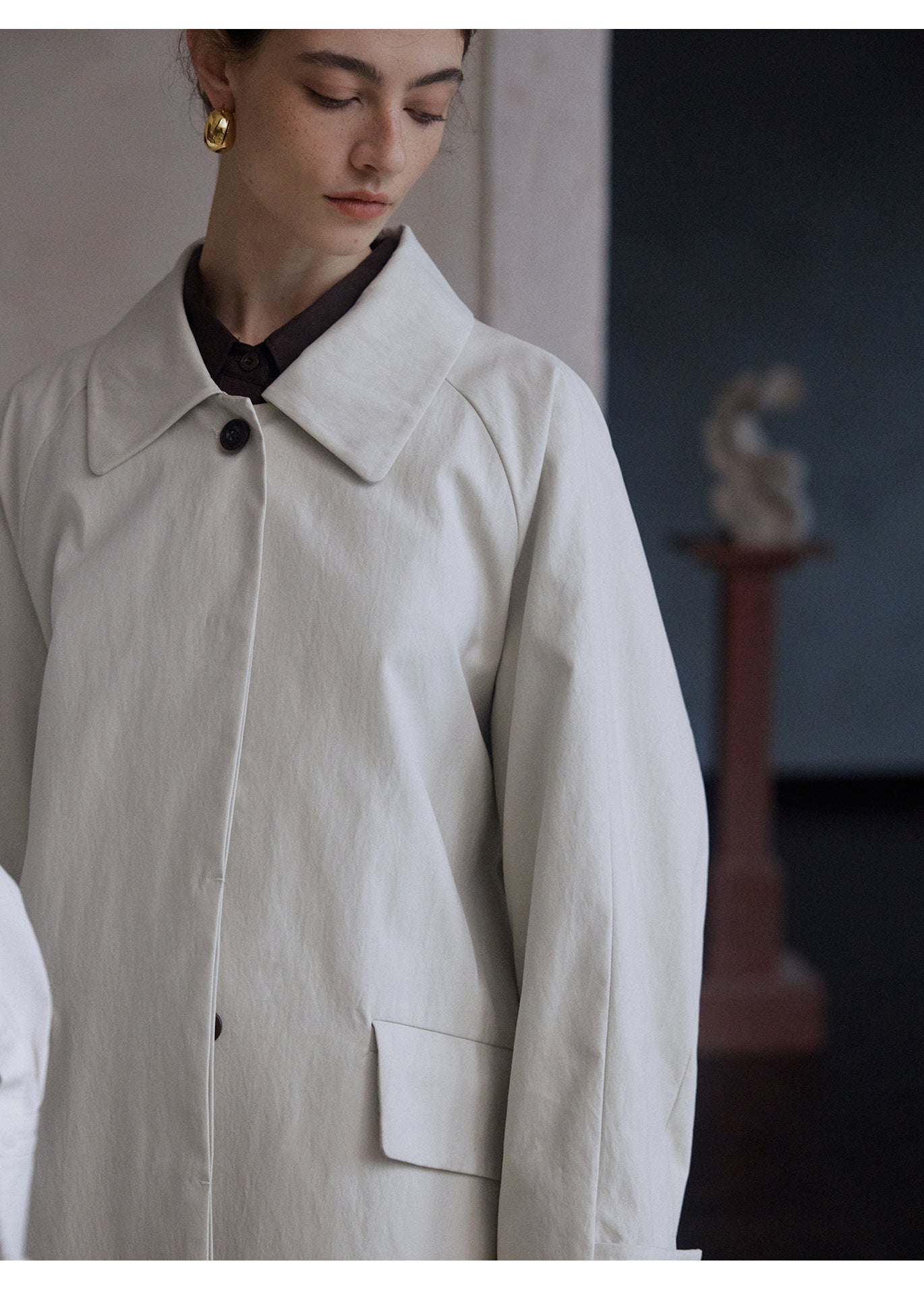 Minimalist Cotton-Blend Long Trench Coat